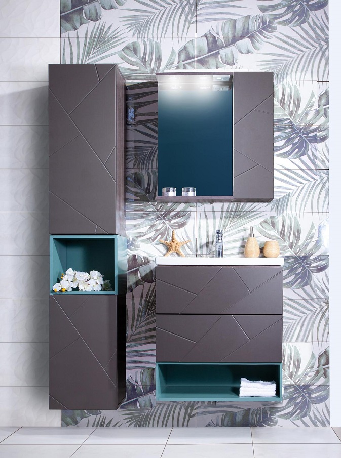 Мебель для ванной Бриклаер Кристалл 60 см ясень анкор темный/софт графит