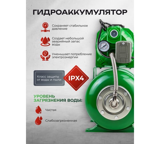 Насос самовсасывающий Rockforce 230В, 50Гц, 450Вт, 40л/мин обмотка CU RF-AUTO-JET60S COPPER61179