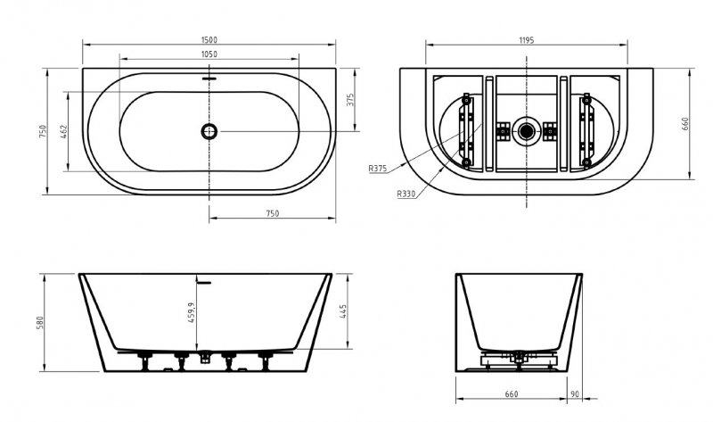 Акриловая ванна BelBagno BB710 150x75 см BB710-1500-750