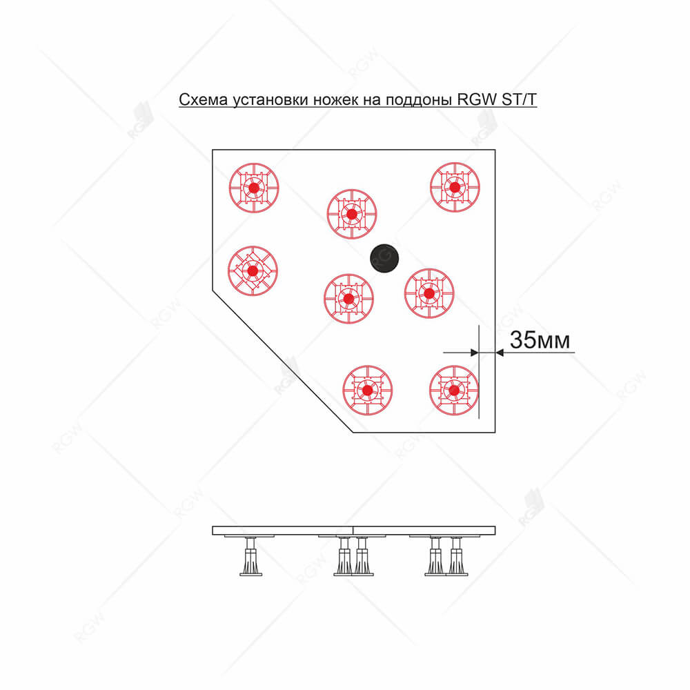 Ножки для поддона RGW N-01 STM, ST, STL 03230111-01