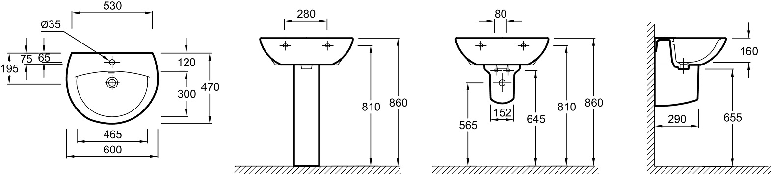 Раковина Jacob Delafon Patio E4159NG-00 60 см