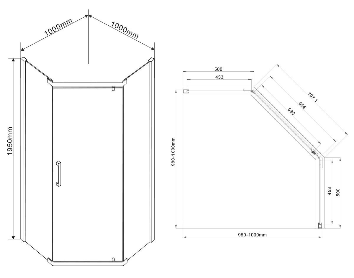 Душевой уголок Vincea Stresa VSP-1S 100x100 черный, прозрачный