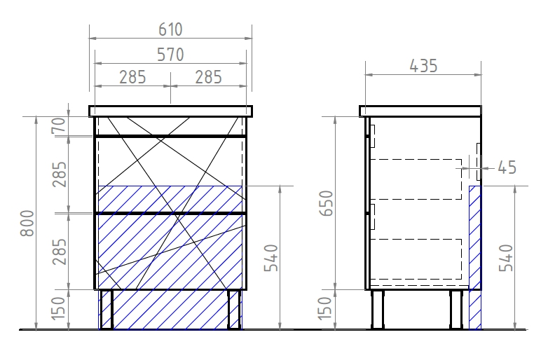 Мебель для ванной Vigo Geometry 60 см (под раковину Фостер) бетон