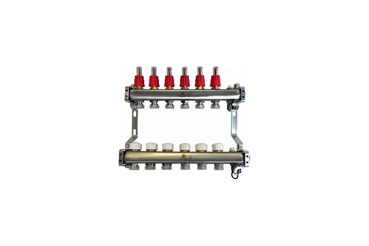 Коллекторный блок для теплого пола 1x3/4EU отв.-6 Gekon GK 72106