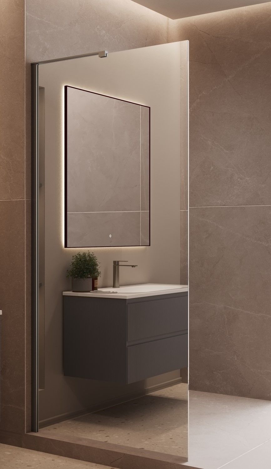 Душевая перегородка Vincea Волк-Ин (Walk-In) VLSW-1H900MRGM 90x200 вороненая сталь, зеркальное