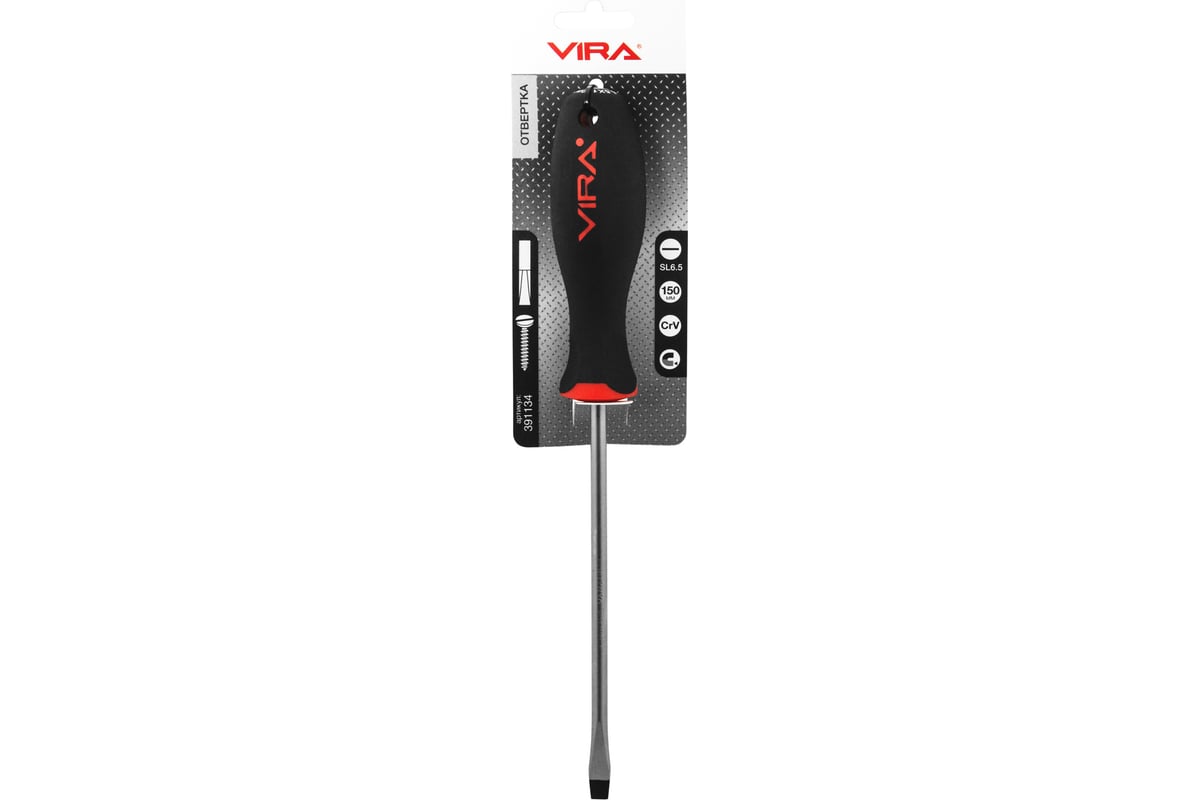 Отвертка RAGE by VIRA SL6,5x150 мм, CR-V, эргон. 2-хкомпон. ручка 391134