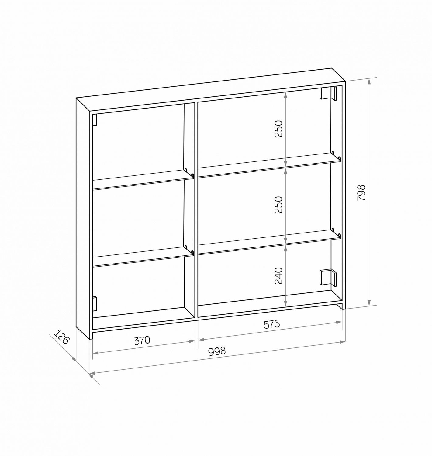 Зеркальный шкаф Art&Max Techno 100x80 AM-Tec-1000-800-2D-F-Nero с подсветкой, черный матовый