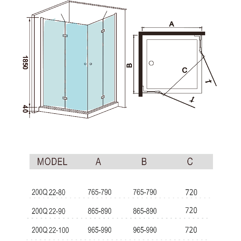 Душевой уголок WeltWasser 200Q22-90 90x90 10000002932, хром, прозрачное