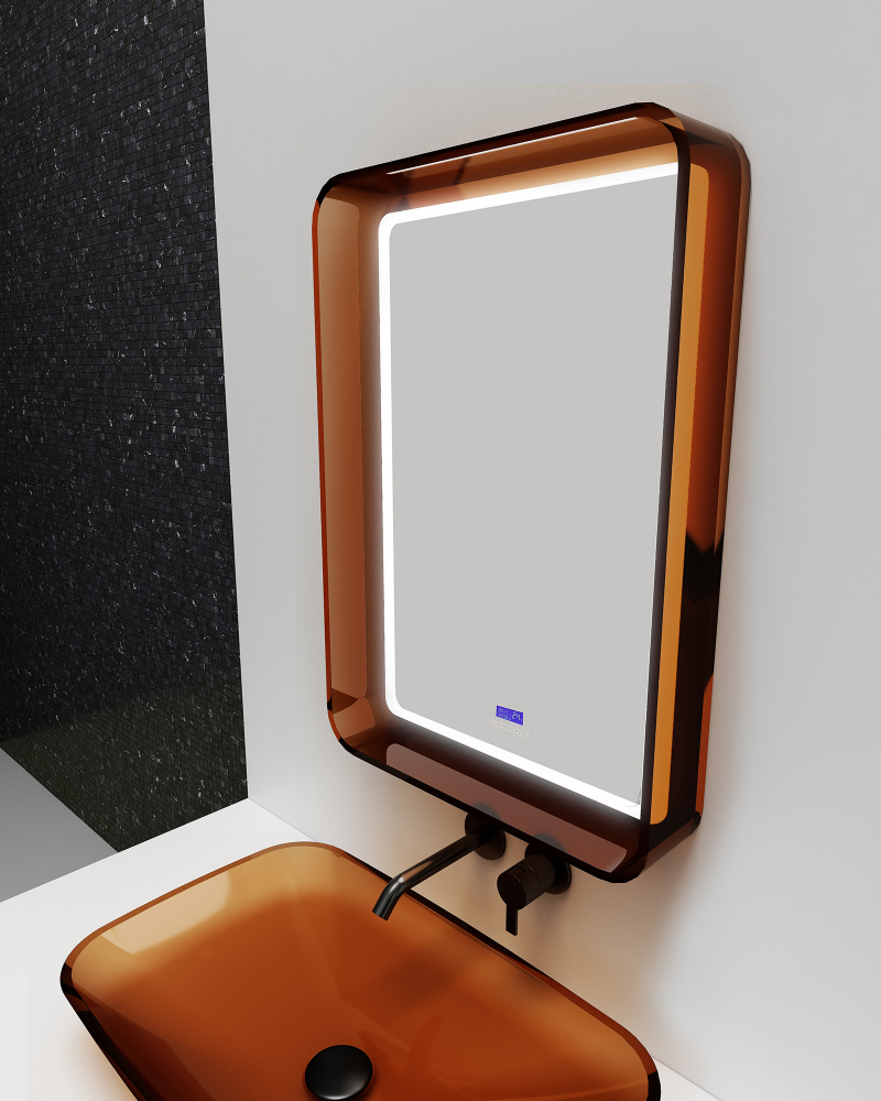 Зеркало Abber Kristall 55 см с подсветкой, янтарный опал AT6701Opal