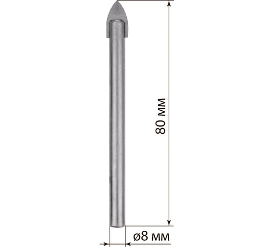 Сверло по стеклу и керамике Рубин (8х80 мм, 2 грани, ц/х) TDM ELECTRIC SQ1091-0102