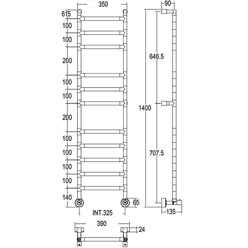 Полотенцесушитель водяной Margaroli Sereno 4843511CRN 35x140 хром