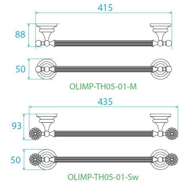 Полотенцедержатель Cezares Olimp OLIMP-TH05-01-M хром, 40 см