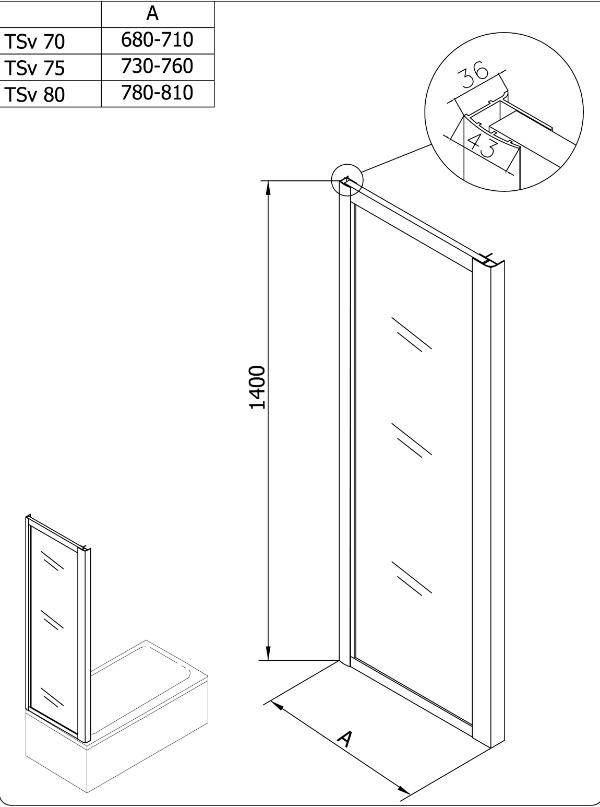 Шторка для ванны Kolpa-San Orion TSv 70 см SILVER