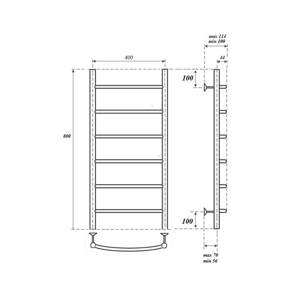 Полотенцесушитель водяной Point PN04148 П6 40x80, хром