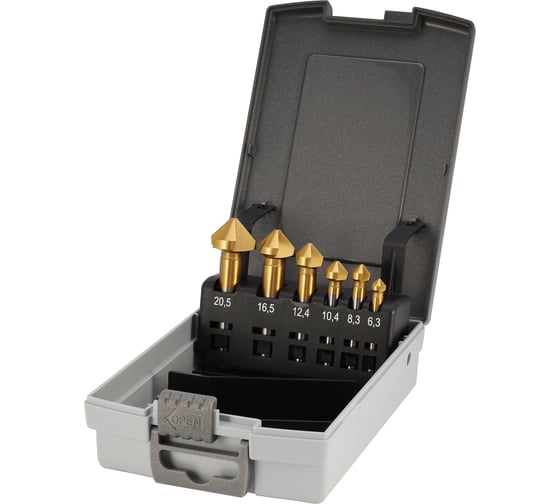 Набор зенковок H-Tools 90гр. 6.3-20.5мм 3z HSSE-Co5 TiN 6шт 795806EHT