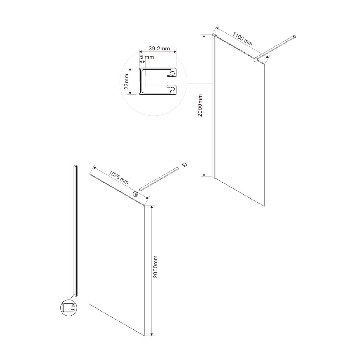 Душевая перегородка Vincea Walk-In VSW-1H110CLB 110x200 черный, прозрачное