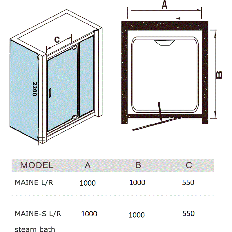 Душевая кабина WeltWasser Maine-1 100x100 хром, прозрачное, R