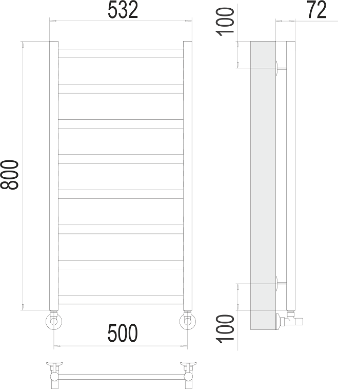 Полотенцесушитель водяной Terminus Аврора П8 500x800, 4670078529947