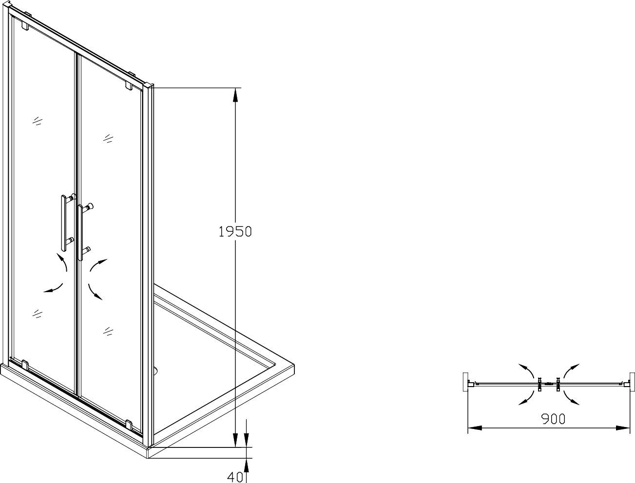 Душевая дверь SSWW LD60-Y22 110x195 профиль серебро