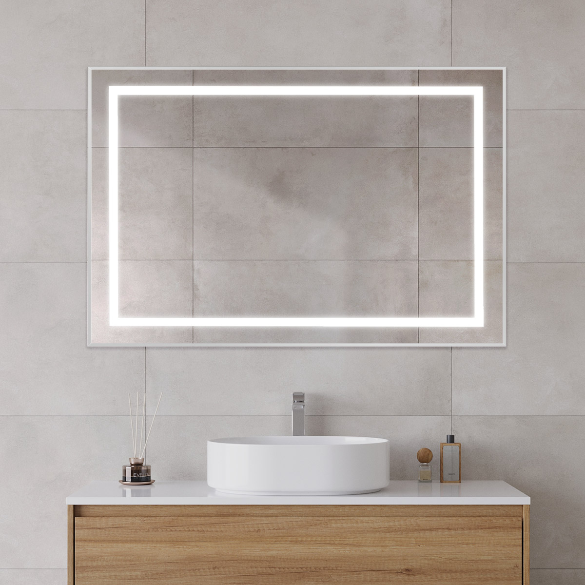 Зеркало BelBagno SPC-KRAFT-1200-800-SENS-AL 120x80 см сенсорный выключатель, сатин