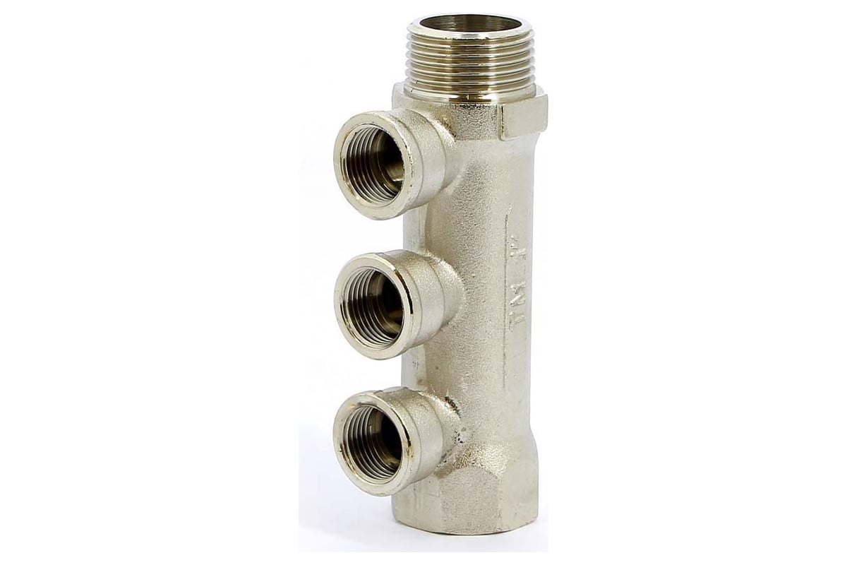 Коллектор Tiemme 3 отвода, 1"х1/2"В (никель) 1910077 / 1943N060403