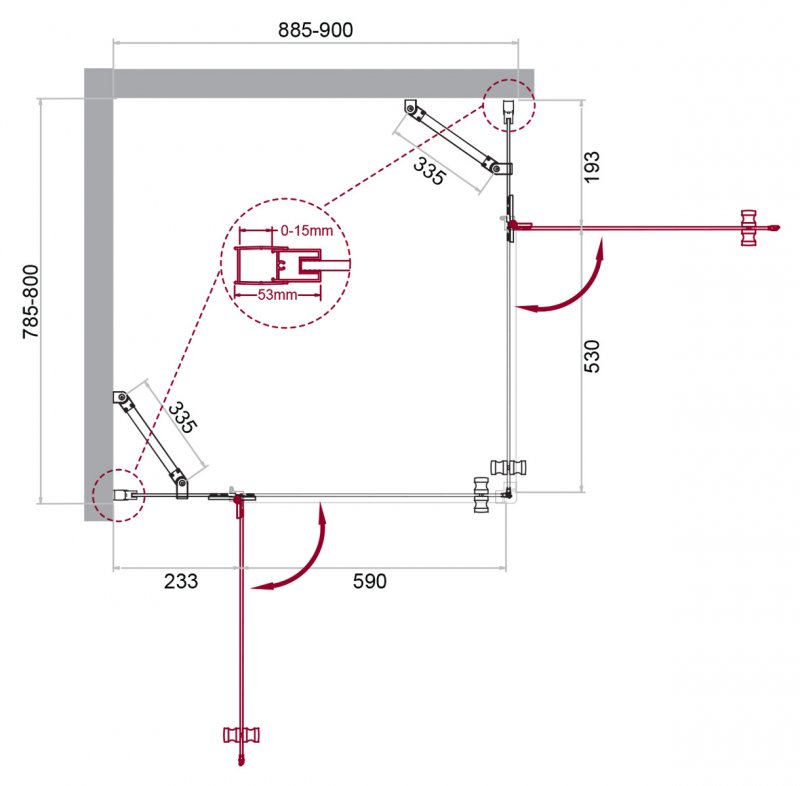 Душевой уголок BelBagno KRAFT-AH-22-90/80-C-Cr-L 90x80 прозрачный, хром, левый