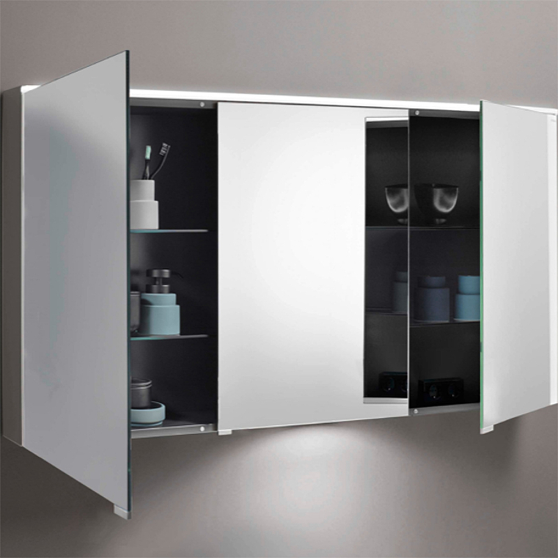 Зеркальный шкаф Burgbad Eqio 120 см, петли слева, серый глянец