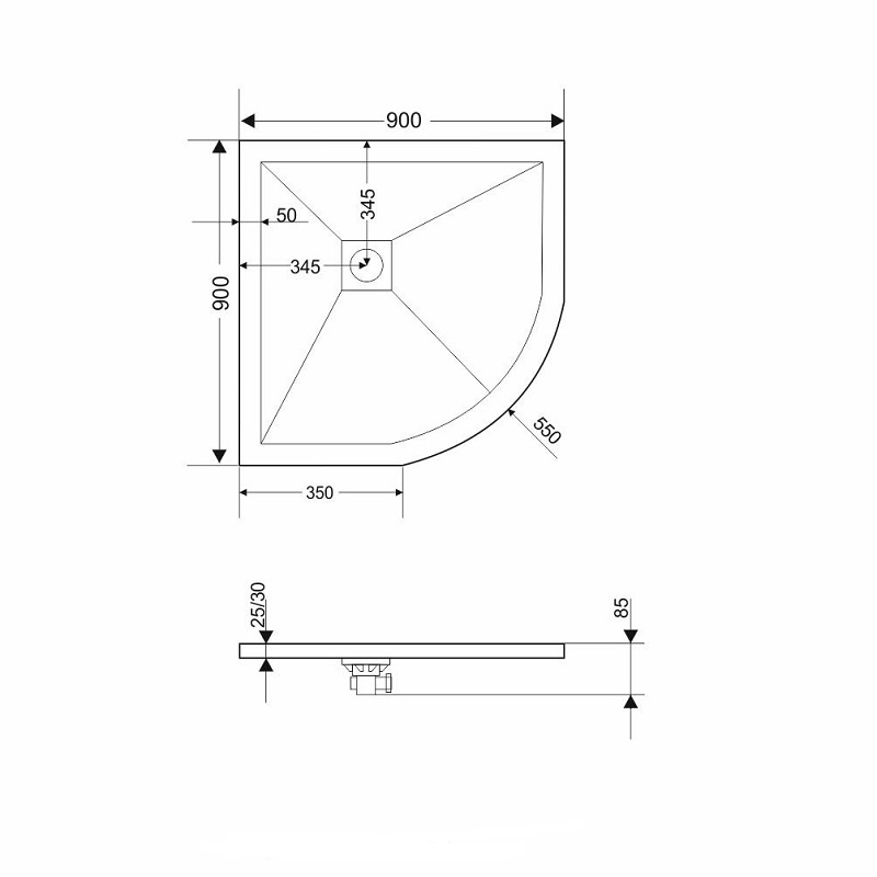 Поддон для душа Grossman Strong GR-S29090 90x90 графит