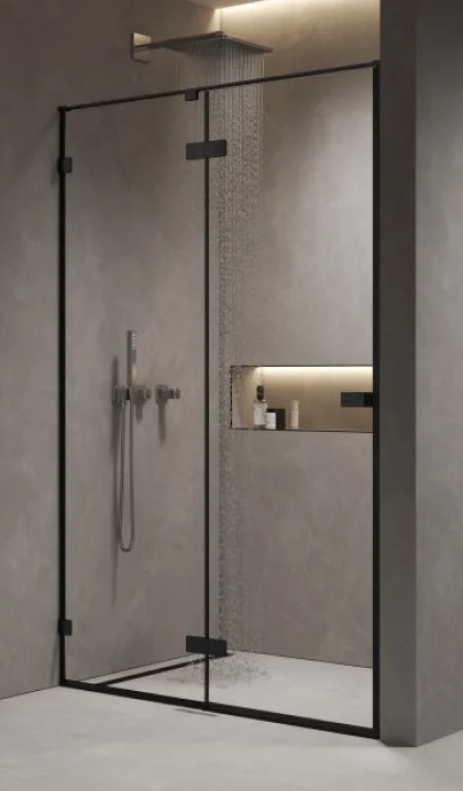 Душевая дверь AQUAme AQM7408-2-10 100x200, прозрачное, черный матовый