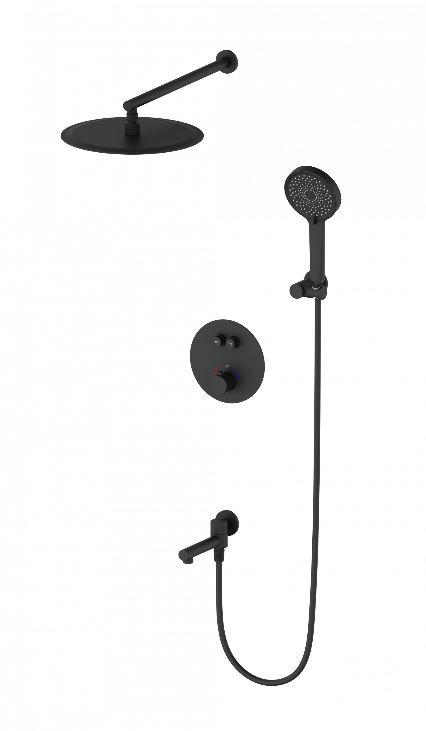 Душевой набор Wonzon&Woghand Stick WW-88929010-MB термостат, черный матовый