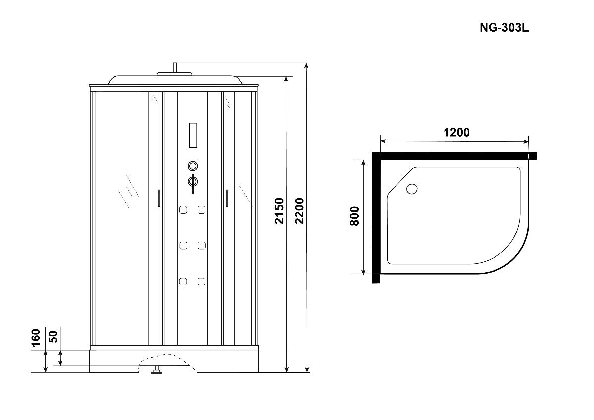 Душевая кабина Niagara Ultra NG-303-01L 120x80 с матовой полосой, с г/м, L