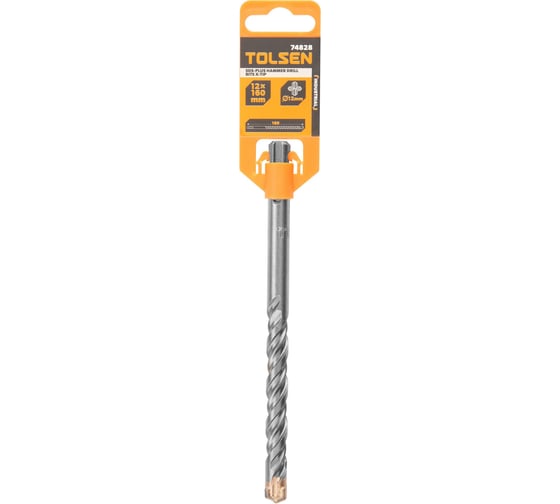 Бур по бетону Industrial SDS Plus, 12x160 мм, напайки TCT, X-Tip TOLSEN 74828