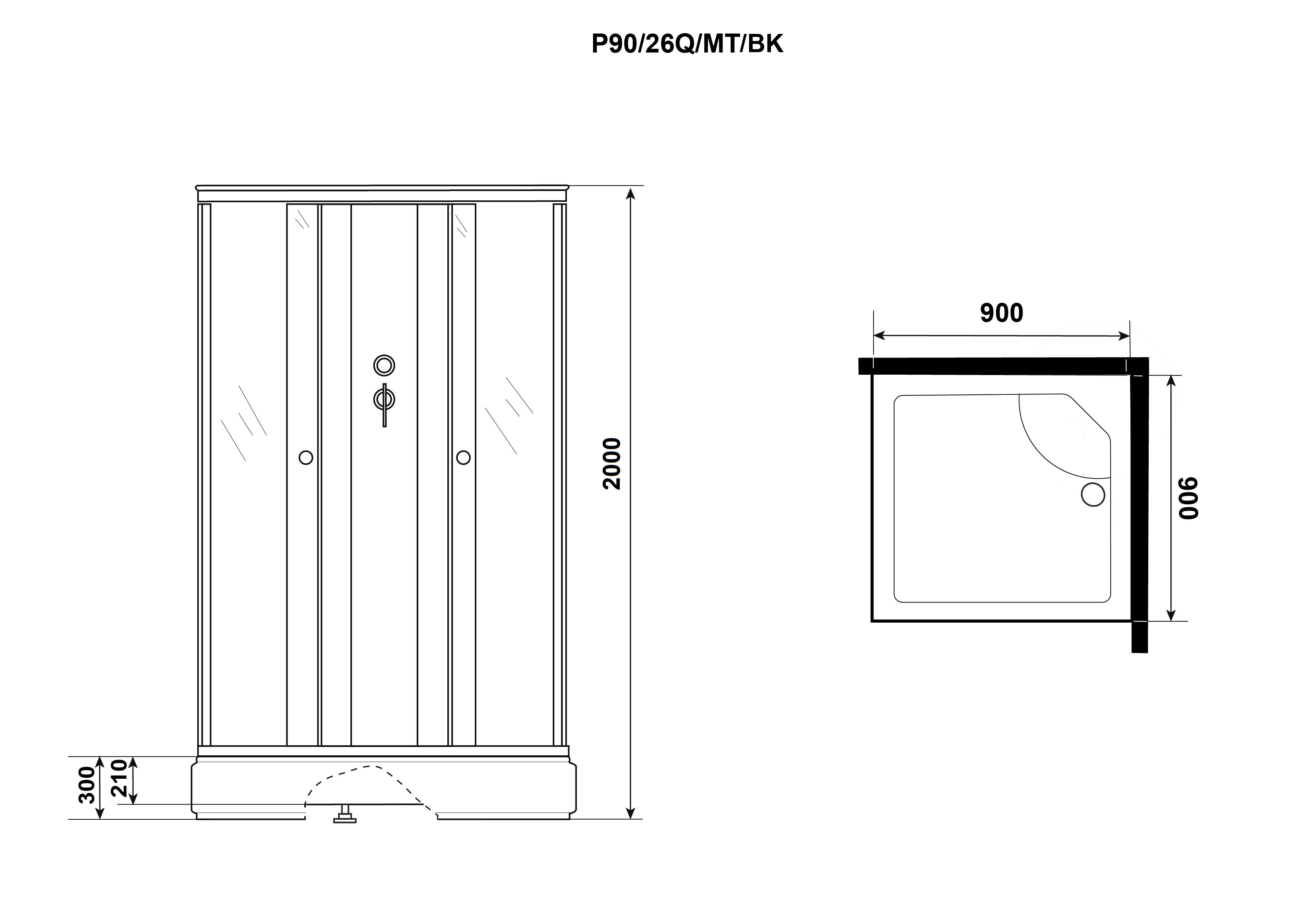 Душевая кабина Niagara Promo P90/26Q/MT/BK 90x90 стекло матовое, без крыши и г/м