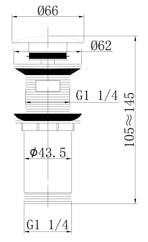 Донный клапан Abber AF0010 с переливом, хром