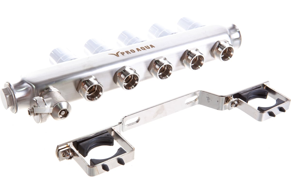 Коллекторный блок с расходомерами PRO AQUA 5 выходов, 330 мм, 1 x 3/4 V500MB.05b