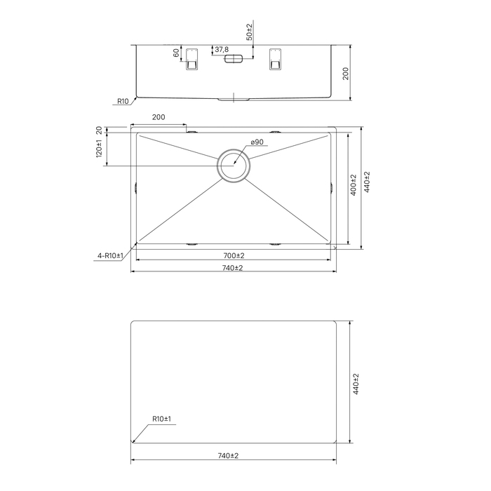 Кухонная мойка Iddis Edifice EDI74G0i77 74 см графитовый