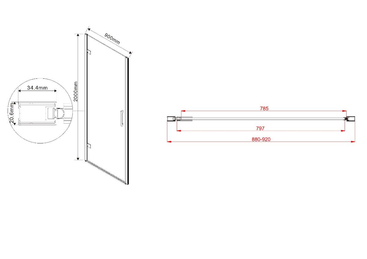 Душевая дверь Vincea Flex VDP-1F900CL 90x200 хром, прозрачное
