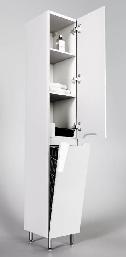 Шкаф пенал Style Line Марелла Люкс Plus 30 см с б/к, белый глянец СС-00002419