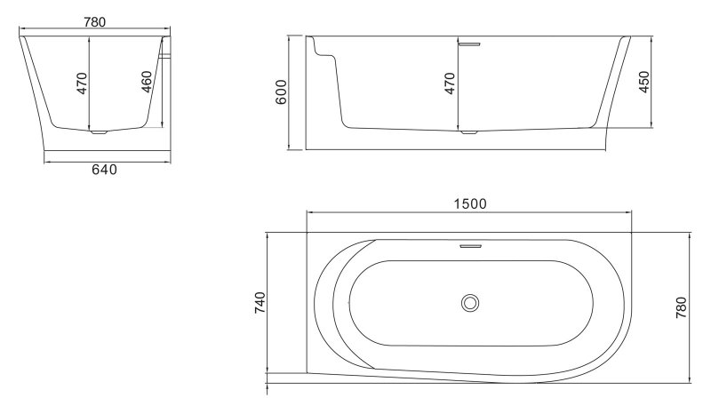 Акриловая ванна BelBagno BB410 L 150x78 белый