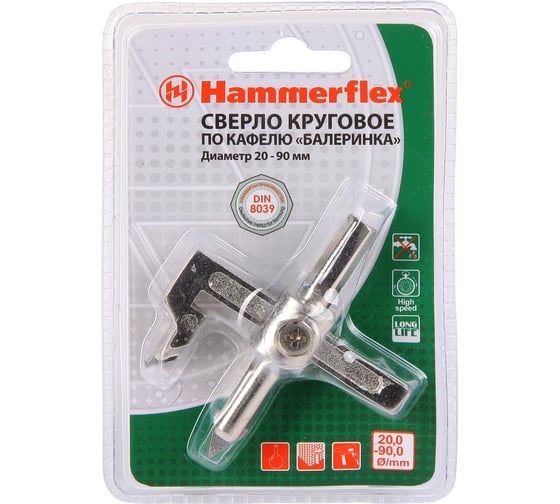 Сверло балеринка по плитке и стеклу Flex 202-408 DR GL BN (20-90 мм) Hammer 62227