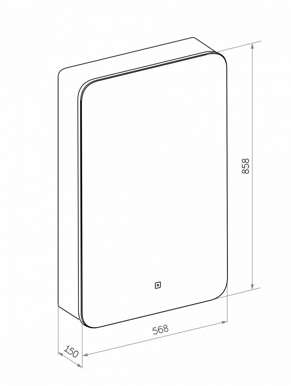 Зеркальный шкаф Art&Max Lecce 56x85 см AM-Lec-560-850-1D-R-DS-F-Nero с подсветкой, черный