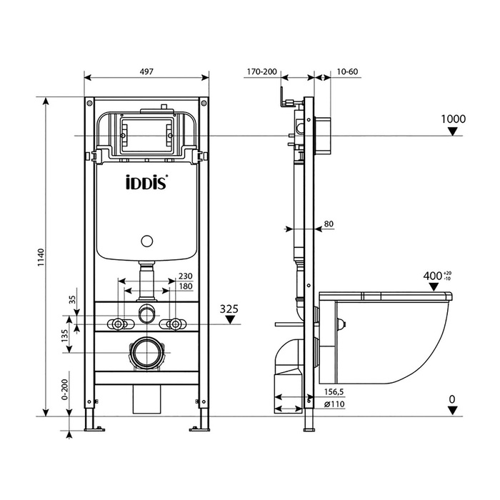 Инсталляция для унитаза Iddis Optima Home OPH00GCi32K, с кнопкой OPH10G0i77