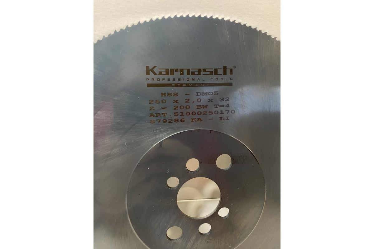 Диск пильный из быстрорежущей стали HSS-DMo5 (250х2х32 мм; Z=200 BW) Karnasch 5.1000.250.170