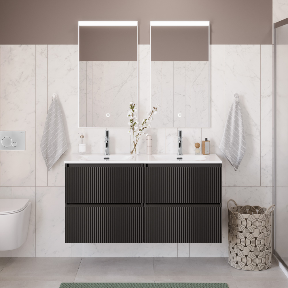 Тумба с раковиной BelBagno Uno 120 см, 4 ящика, Темно-серый матовый
