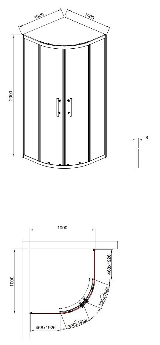 Душевой уголок Timo TPSS-100/13C-8 100x100 прозрачный, никель T43