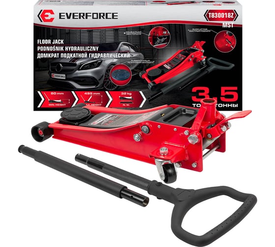 Домкрат подкатной гидравлический EVERFORCE EF-T830018Z 3.5 т, h min 80 мм, h max 495 мм MST(59774)
