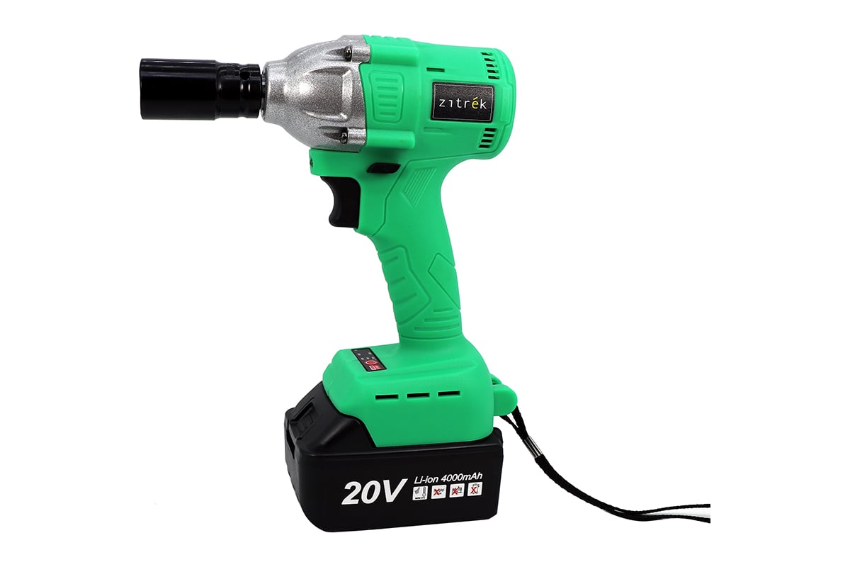 Аккумуляторный ударный бесщеточный гайковерт Zitrek Crusher 20-Li (20В, Li-ion аккумулятор 2х4Ач, ЗУ, кейс) 063-4077