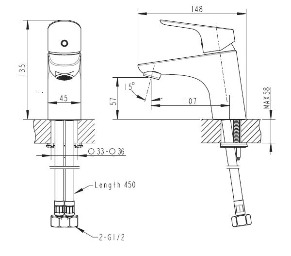 Смеситель для раковины Bravat Drop F14898C-1 хром