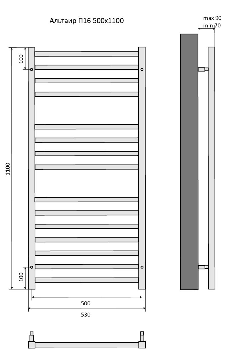 Полотенцесушитель водяной Aquatek Альтаир П16 50x110 хром, AQ KK1611CH