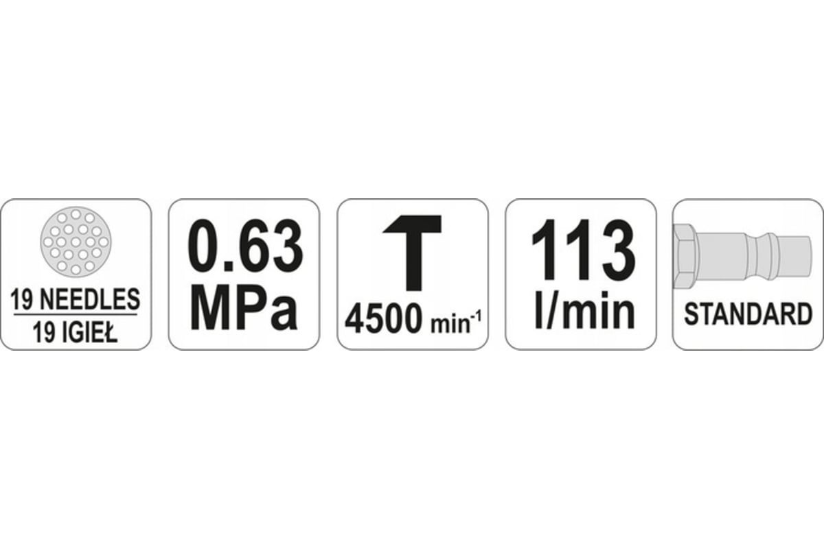 Пневматическое зубило Yato 0.63MPa, 113л/мин YT-09910